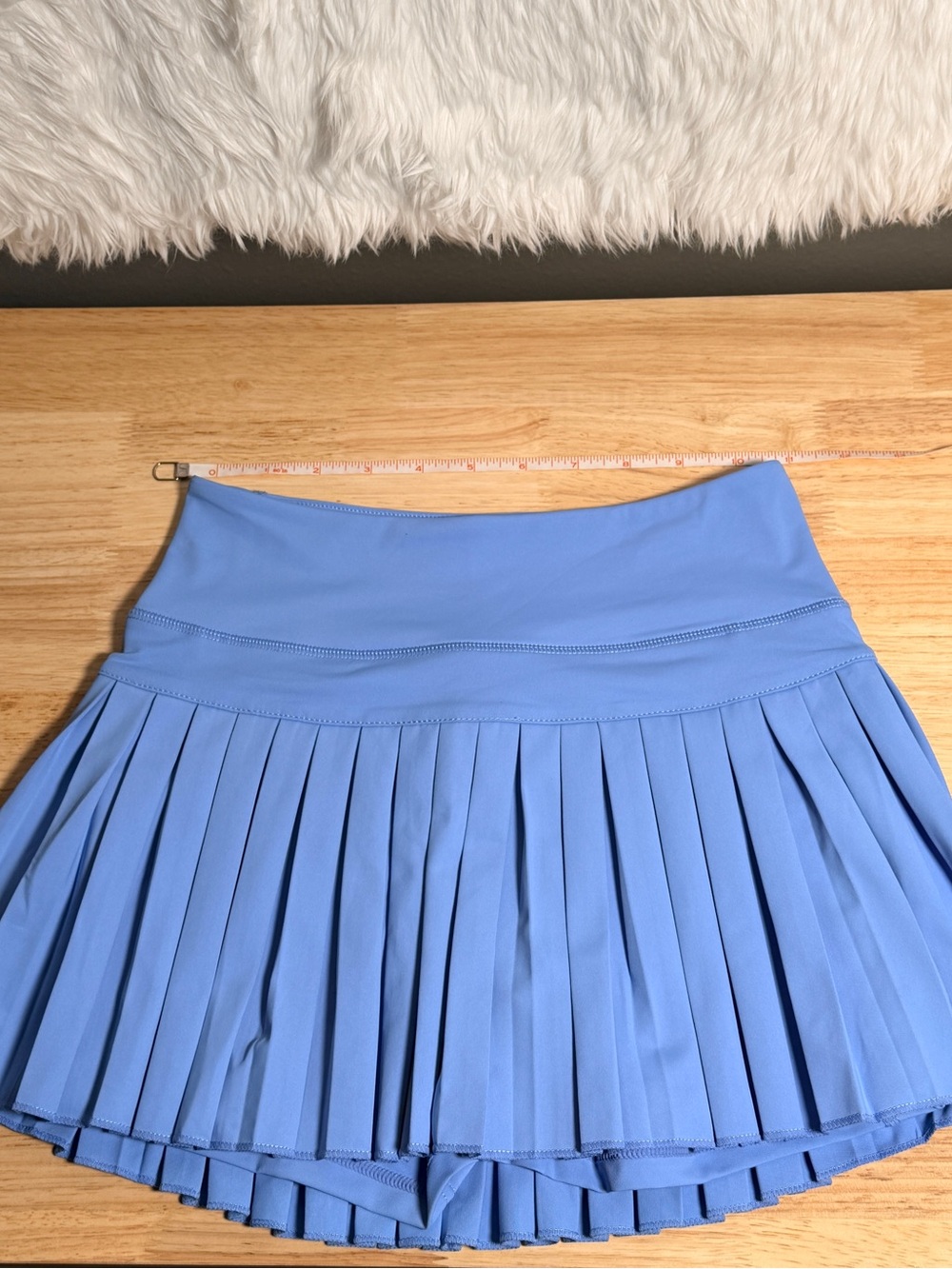 Light Blue Pleated Skater Skirt with Built-In Shorts